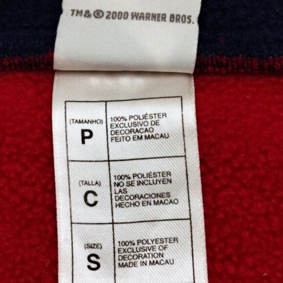 Vtg WARNER BROS Studio Store Looney Tunes 1/4 Zip Fleece Sweatshirt Pullover S - Picture 5 of 6
